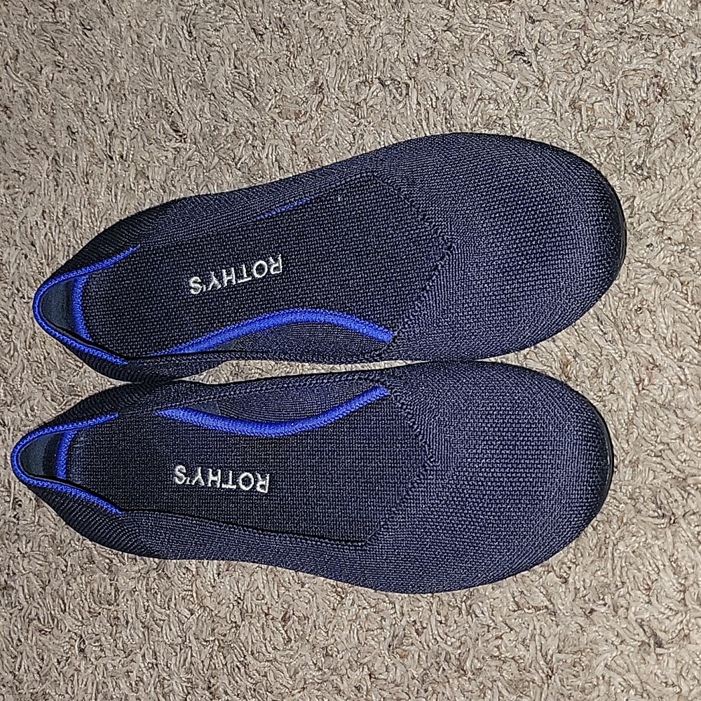 Rothy's Navy Blue Flats with Royal Blue Trim
